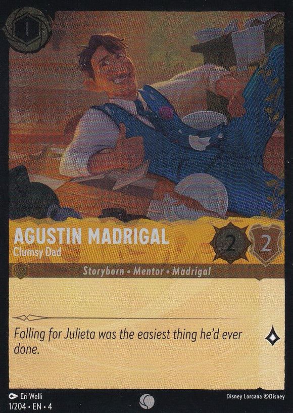 Cold Foil Agustin Madrigal - Clumsy Dad 1/204 Common Ursula's Return Disney Lorcana TCG - guardiangamingtcgs