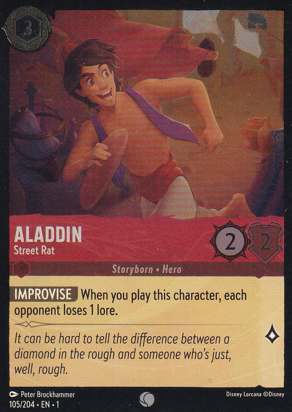 Cold Foil Aladdin - Street Rat 105/204 Common The First Chapter Disney Lorcana TCG - guardiangamingtcgs