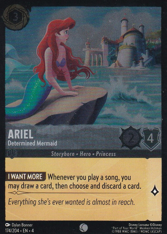 Cold Foil Ariel - Determined Mermaid 174/204 Common Ursula's Return Disney Lorcana TCG - guardiangamingtcgs