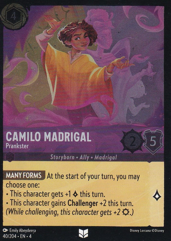 Cold Foil Camilo Madrigal - Prankster 40/204 Uncommon Ursula's Return Disney Lorcana TCG - guardiangamingtcgs