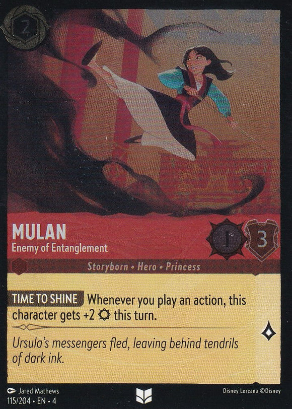 Cold Foil Mulan - Enemy of Entanglement 115/204 Uncommon Ursula's Return Disney Lorcana TCG - guardiangamingtcgs