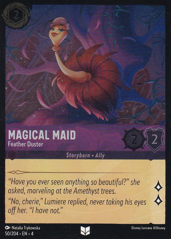 Cold Foil Magical Maid - Feather Duster 50/204 Uncommon Ursula's Return Disney Lorcana TCG - guardiangamingtcgs