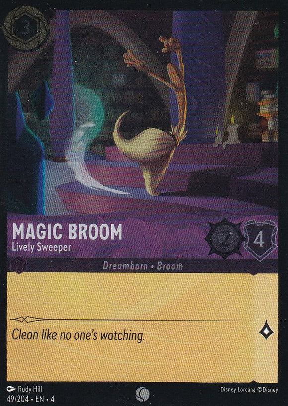 Cold Foil Magic Broom - Lively Sweeper 49/204 Common Ursula's Return Disney Lorcana TCG - guardiangamingtcgs