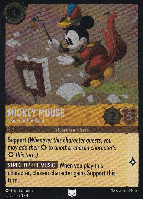 Cold Foil Mickey Mouse - Leader of the Band 15/204 Uncommon Ursula's Return Disney Lorcana TCG - guardiangamingtcgs