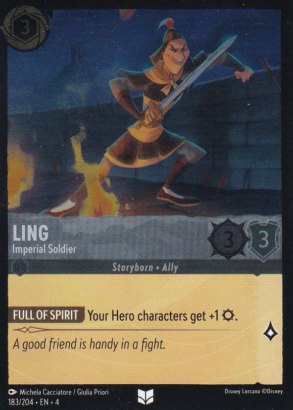 Cold Foil Ling - Imperial Soldier 183/204 Uncommon Ursula's Return Disney Lorcana TCG - guardiangamingtcgs