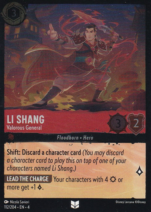 Cold Foil Li Shang - Valorous General 112/204 Uncommon Ursula's Return Disney Lorcana TCG - guardiangamingtcgs