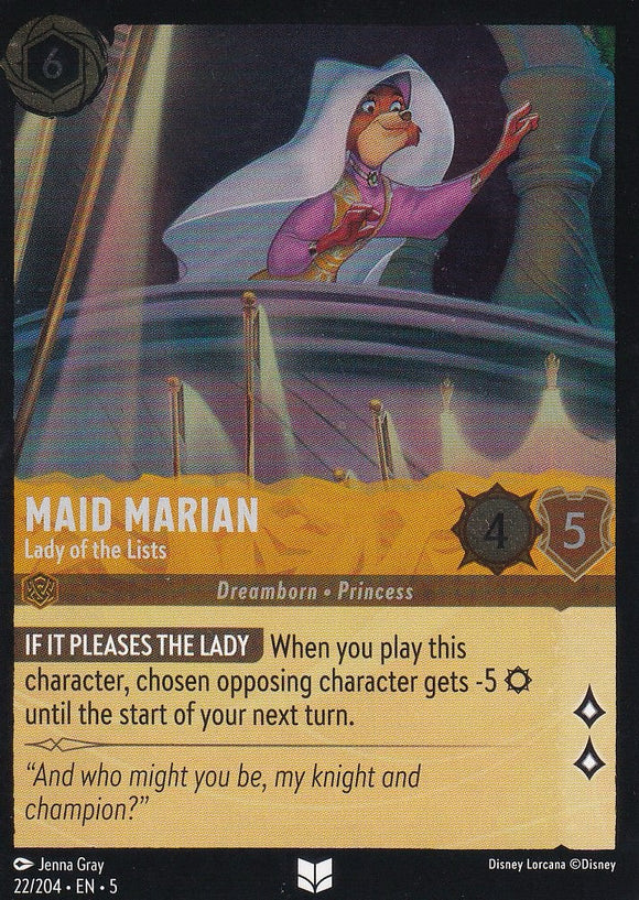 Cold Foil Maid Marian - Lady of the Lists 22/204 Uncommon Shimmering Skies Disney Lorcana - guardiangamingtcgs