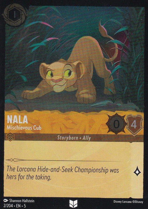 Cold Foil Nala - Mischievous Cub 2/204 Uncommon Shimmering Skies Disney Lorcana - guardiangamingtcgs