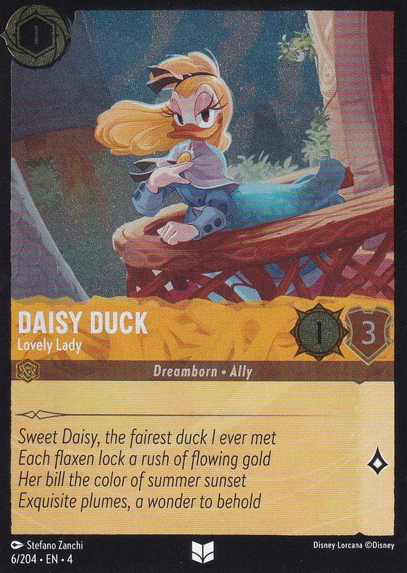 Cold Foil Daisy Duck - Lovely Lady 6/204 Uncommon Ursula's Return Disney Lorcana TCG - guardiangamingtcgs