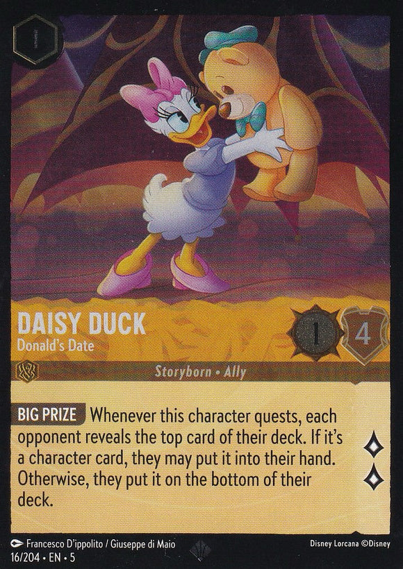 Cold Foil Daisy Duck - Donald's Date 16/204 Super Rare Shimmering Skies Disney Lorcana - guardiangamingtcgs