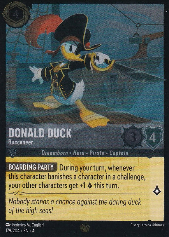 Cold Foil Donald Duck - Buccaneer 179/204 Legendary Ursula's Return Disney Lorcana TCG - guardiangamingtcgs