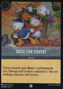 Cold Foil Duck for Cover! 198/204 Common Shimmering Skies Disney Lorcana - guardiangamingtcgs