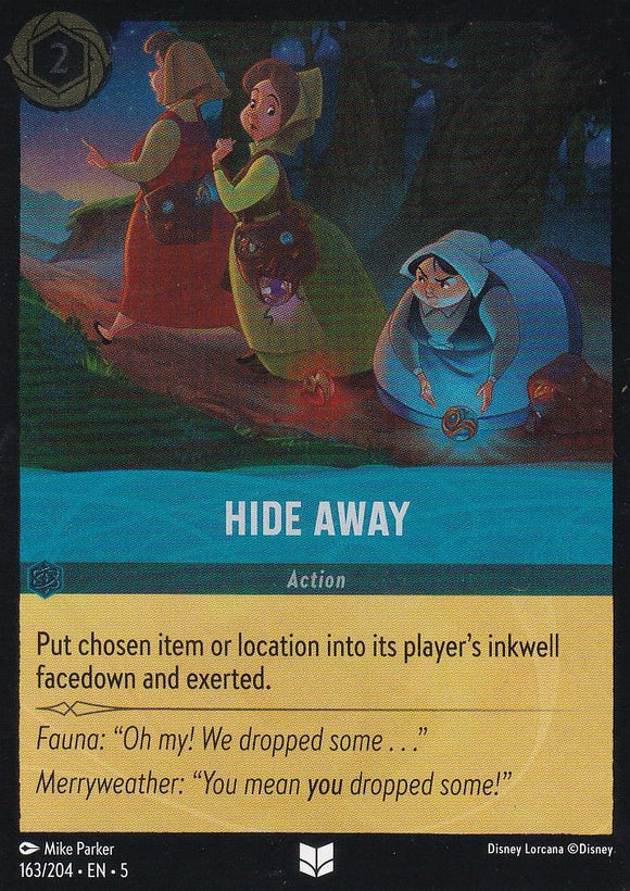 Cold Foil Hide Away 163/204 Uncommon Shimmering Skies Disney Lorcana - guardiangamingtcgs