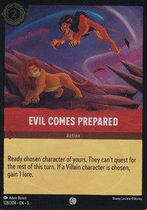 Cold Foil Evil Comes Prepared 128/204 Common Shimmering Skies Disney Lorcana - guardiangamingtcgs