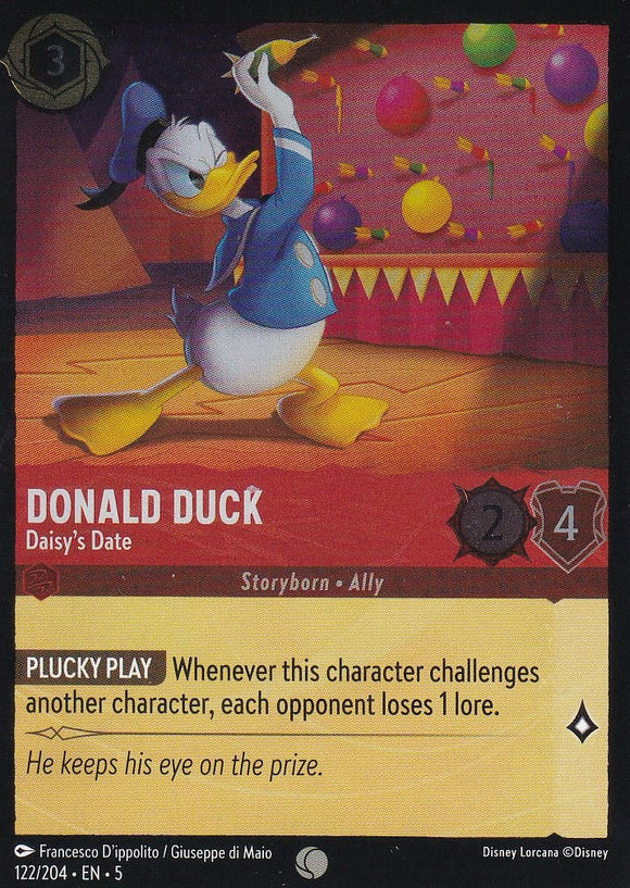 Cold Foil Donald Duck - Daisy's Date 122/204 Common Shimmering Skies Disney Lorcana - guardiangamingtcgs