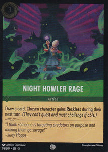 Cold Foil Night Howler Rage 95/204 Common Shimmering Skies Disney Lorcana - guardiangamingtcgs