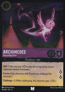 Cold Foil Archimedes - Electrified Owl 47/204 Uncommon Shimmering Skies Disney Lorcana - guardiangamingtcgs