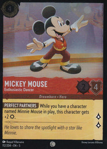 Cold Foil Mickey Mouse - Enthusiastic Dancer 112/204 Common Shimmering Skies Disney Lorcana - guardiangamingtcgs