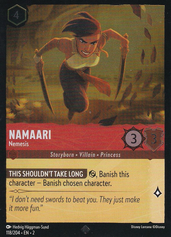 Cold Foil Namaari - Nemesis 118/204 Super Rare Rise of the Floodborn Disney Lorcana TCG - guardiangamingtcgs