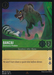 Cold Foil Banzai - Gluttonous Predator 80/204 Rare Shimmering Skies Disney Lorcana - guardiangamingtcgs