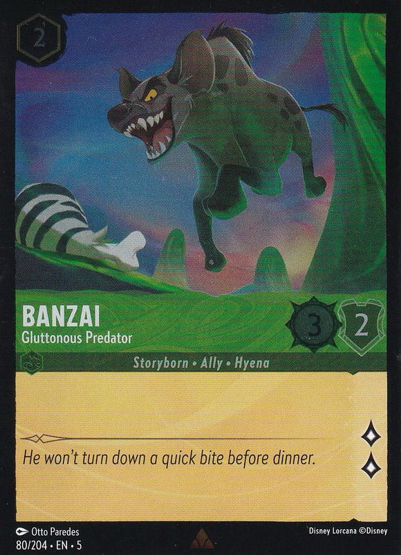 Cold Foil Banzai - Gluttonous Predator 80/204 Rare Shimmering Skies Disney Lorcana - guardiangamingtcgs