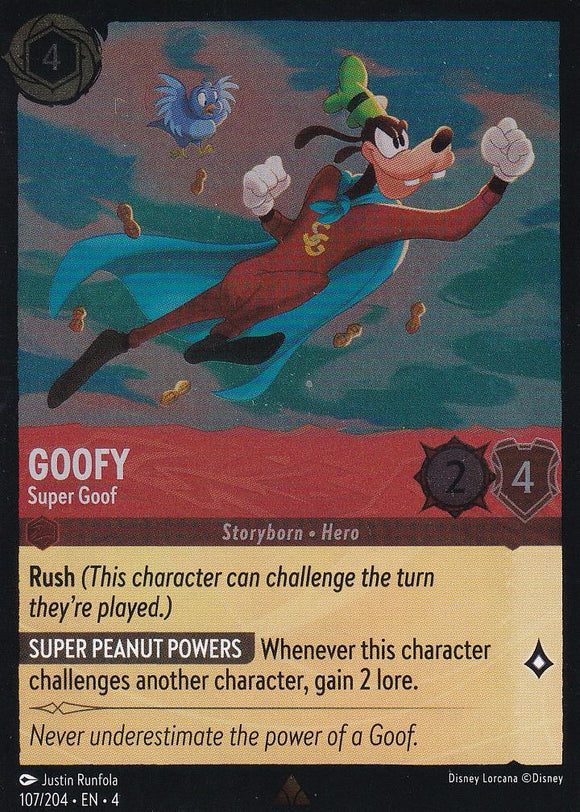 Cold Foil Goofy - Super Goof 107/204 Rare Ursula's Return Disney Lorcana TCG - guardiangamingtcgs