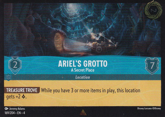 Cold Foil Ariel's Grotto - A Secret Place 169/204 Rare Ursula's Return Disney Lorcana TCG - guardiangamingtcgs