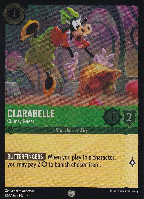 Cold Foil Clarabelle - Clumsy Guest 86/204 Common Shimmering Skies Disney Lorcana - guardiangamingtcgs