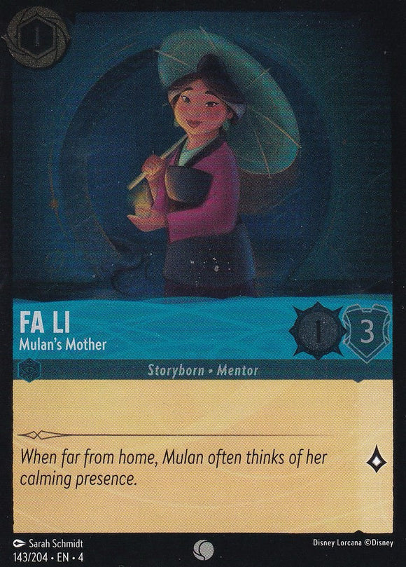 Cold Foil Fa Li - Mulan's Mother 143/204 Common Ursula's Return Disney Lorcana TCG - guardiangamingtcgs