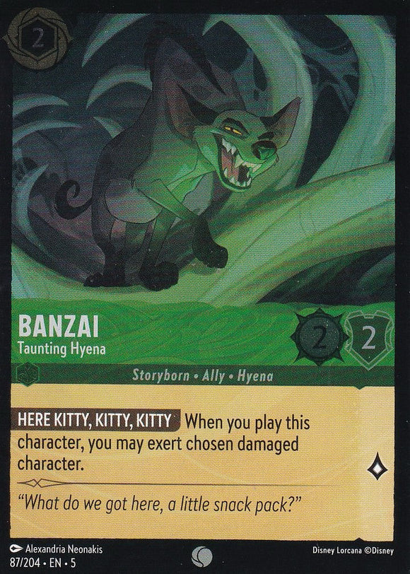 Cold Foil Banzai - Taunting Hyena 87/204 Common Shimmering Skies Disney Lorcana - guardiangamingtcgs