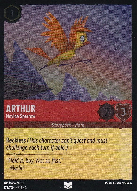 Cold Foil Arthur - Novice Sparrow 121/204 Uncommon Shimmering Skies Disney Lorcana - guardiangamingtcgs