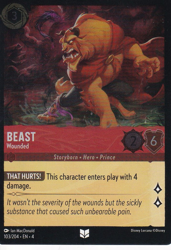 Cold Foil Beast - Wounded 103/204 Uncommon Ursula's Return Disney Lorcana TCG - guardiangamingtcgs