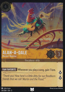 Cold Foil Alan-A-Dale - Rockin' Rooster 20/204 Uncommon Shimmering Skies Disney Lorcana - guardiangamingtcgs