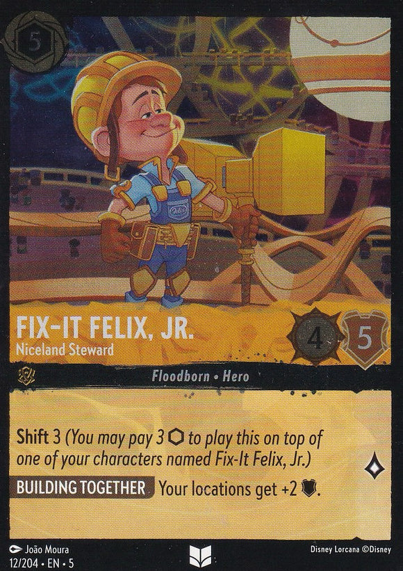 Cold Foil Fix-It Felix, Jr. - Niceland Steward 12/204 Uncommon Shimmering Skies Disney Lorcana - guardiangamingtcgs