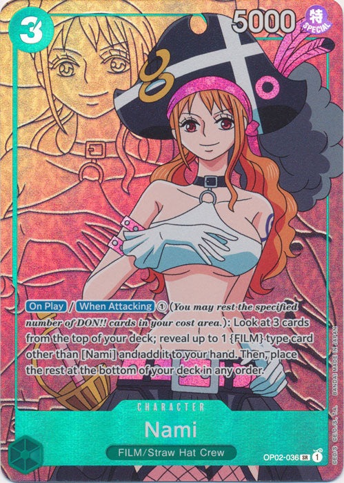 Foil Nami (Alternate Art) OP02-036 SR Paramount War One Piece TCG - guardiangamingtcgs