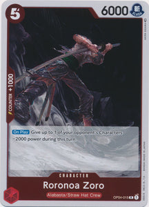 Foil Roronoa Zoro OP04-015 R Kingdoms of Intrigue One Piece TCG - guardiangamingtcgs