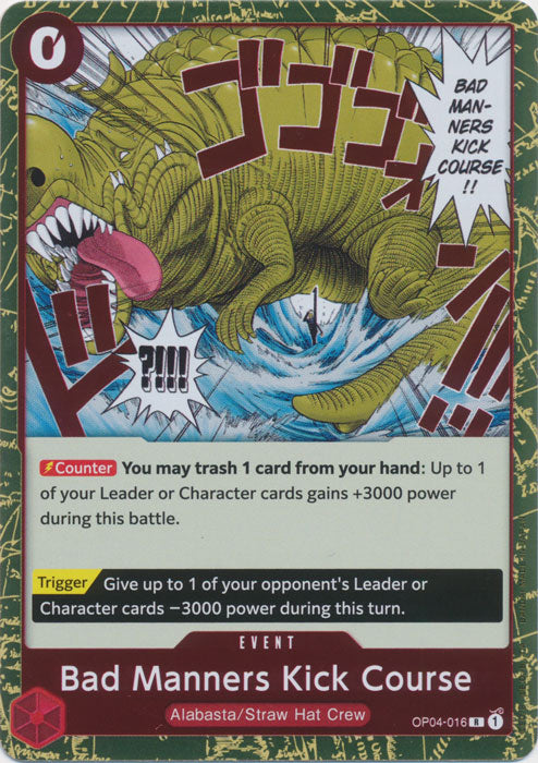 Foil Bad Manners Kick Course OP04-016 R Kingdoms of Intrigue One Piece TCG - guardiangamingtcgs