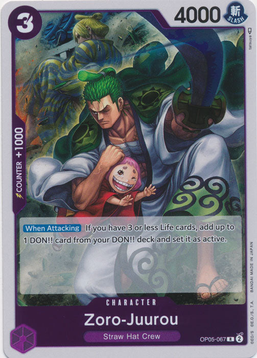 Foil Zoro-Juurou OP05-067 R Awakening of the New Era One Piece TCG - guardiangamingtcgs