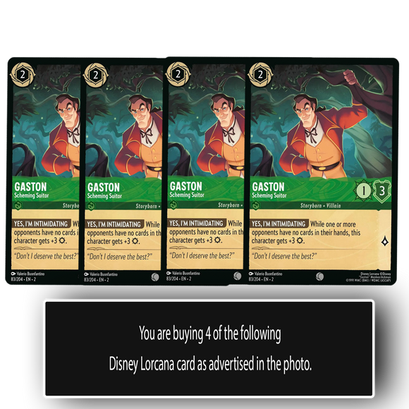 Playset Gaston - Scheming Suitor 83/204 Common Rise of the Floodborn Disney Lorcana TCG - guardiangamingtcgs