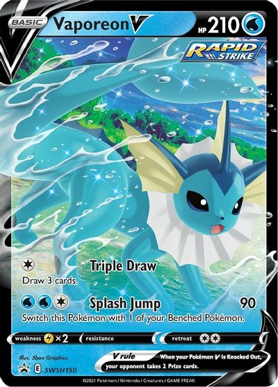 Holo Vaporeon V  SWSH150  Sword & Shield Promo Cards Pokemon TCG - guardiangamingtcgs