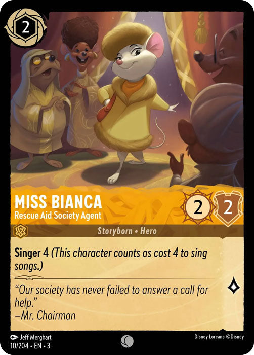 Miss Bianca - Rescue Aid Society Agent 10/204 Common Into the Inklands Disney Lorcana TCG - guardiangamingtcgs