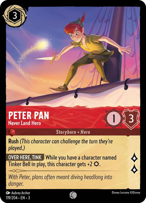 Peter Pan - Never Land Hero 119/204 Common Into the Inklands Disney Lorcana TCG - guardiangamingtcgs