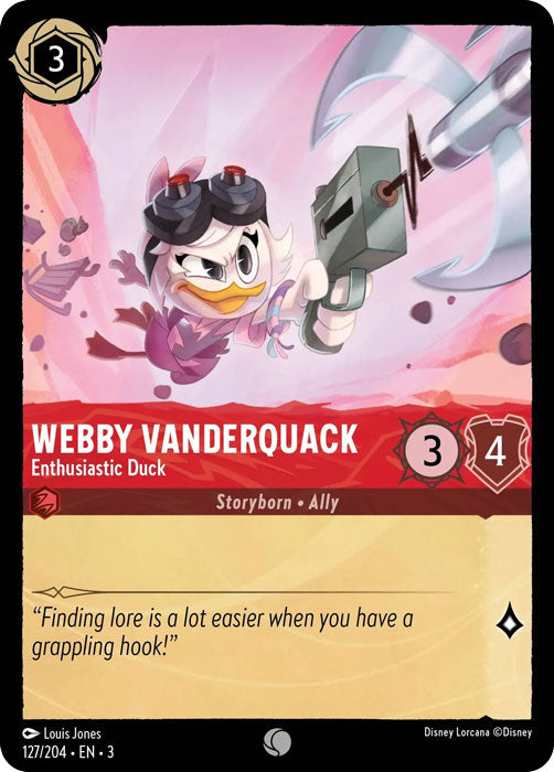 Webby Vanderquack - Enthusiastic Duck 127/204 Common Into the Inklands Disney Lorcana TCG - guardiangamingtcgs