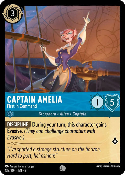 Captain Amelia - First in Command 138/204 Common  Into the Inklands Disney Lorcana TCG - guardiangamingtcgs
