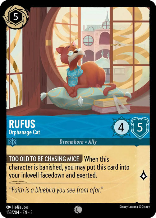 Rufus - Orphanage Cat 153/204 Common Into the Inklands Disney Lorcana TCG - guardiangamingtcgs