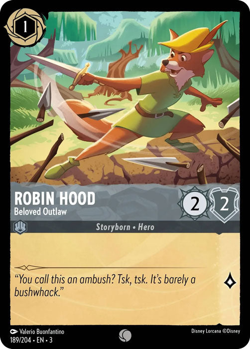 Robin Hood - Beloved Outlaw 189/204 Common Into the Inklands Disney Lorcana TCG - guardiangamingtcgs