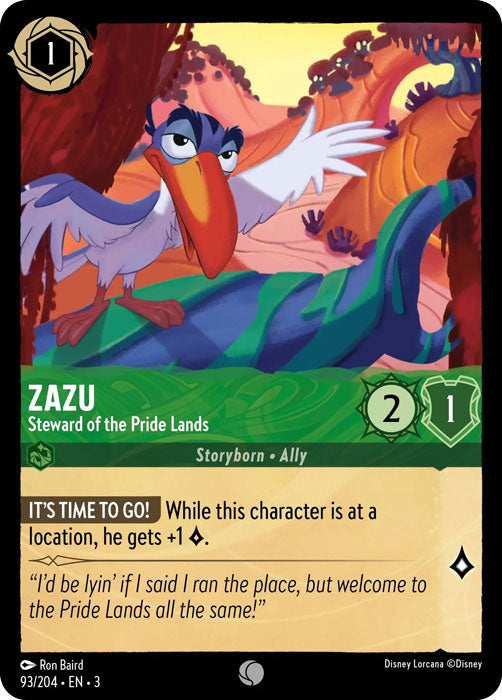 Zazu - Steward of the Pride Lands 93/204 Common Into the Inklands Disney Lorcana TCG - guardiangamingtcgs