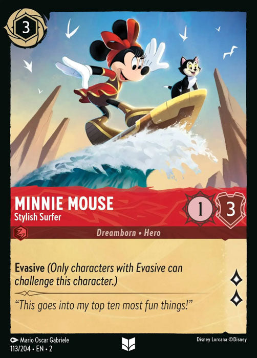 Minnie Mouse - Stylish Surfer 113/204 Uncommon Rise of the Floodborn Disney Lorcana TCG - guardiangamingtcgs