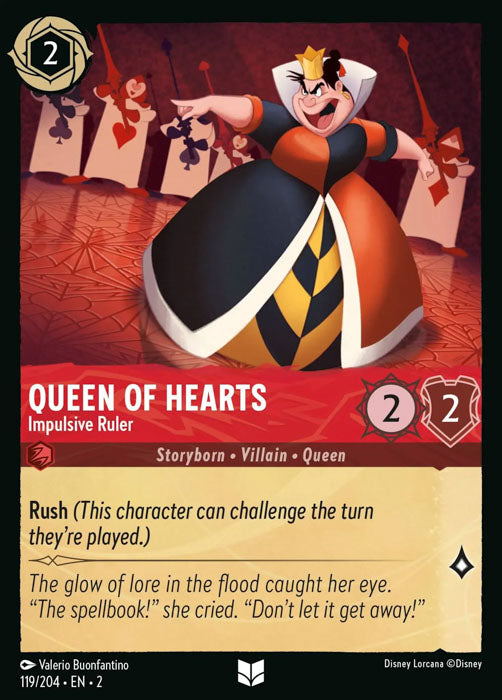 Queen of Hearts - Impulsive Ruler 119/204 Uncommon Rise of the Floodborn Disney Lorcana TCG - guardiangamingtcgs