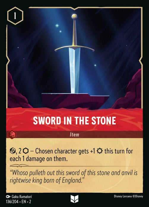 Sword in the Stone 136/204 Uncommon Rise of the Floodborn Disney Lorcana TCG - guardiangamingtcgs